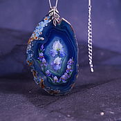 Украшения handmade. Livemaster - original item Pendant Irises. Painting on stone. Decoration with painting. Handmade.