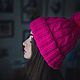 Hat with a lapel, with a pompom, bright, warm, fuchsia, lilac. Caps. NatalieKnit. Online shopping on My Livemaster.  Фото №2