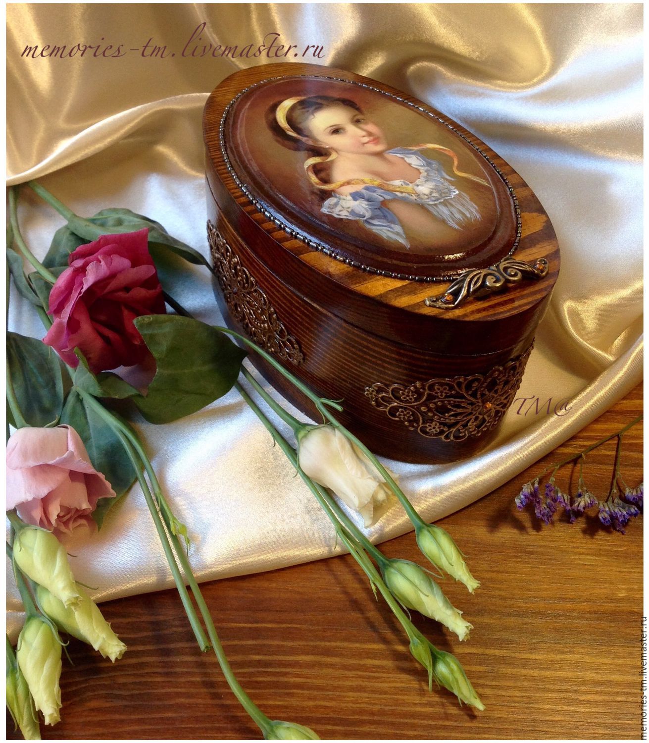 Овальная шкатулка из сосны "Федоскино" – заказать на Ярмарке Мастеров ...
