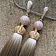 Earring of the brush 'Premium Lux Pistachio' silk, Tassel earrings, St. Petersburg,  Фото №1