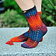 Носочки Crazy socks сине-оранжевые. Носки. Наталья Петрина (natasha-petrina). Ярмарка Мастеров.  Фото №4