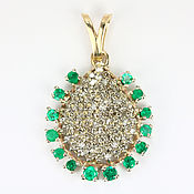 Украшения ручной работы. Ярмарка Мастеров - ручная работа 2.40tcw Colombian Emerald & Diamond Pendant 14k, Vintage Emerald and d. Handmade.