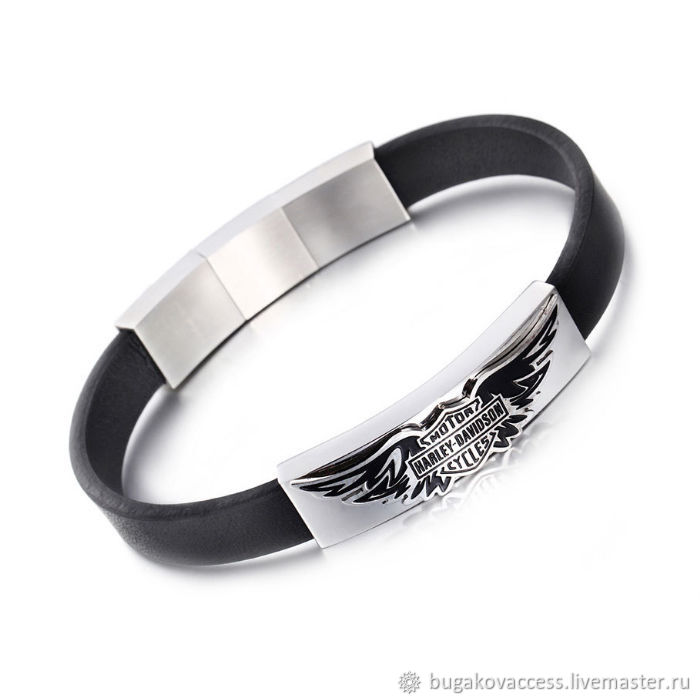 Bracelet Harley Davidson With Jewelry Steel And Natural Leather Bracelets Handmade Livemaster Bracelet Harley Davidson With Jewelry Steel And Natural