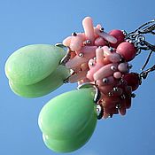 Украшения handmade. Livemaster - original item Summer tenderness - long drop earrings coral jadeite. Handmade.
