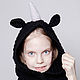Вязаный снуд с капюшоном Черный Единорог. Капюшоны. Woolcraft. Интернет-магазин Ярмарка Мастеров.  Фото №2