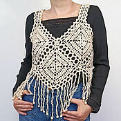 Одежда handmade. Livemaster - original item Linen Crochet Top Openwork geometry. Handmade.