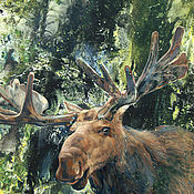 Картины и панно handmade. Livemaster - original item Painting in mixed media Sokhaty. Moose in the chart.. Handmade.