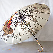 Аксессуары handmade. Livemaster - original item The umbrella painted with the pen made of bamboo Japanese style 