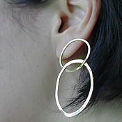 Украшения handmade. Livemaster - original item Statement earrings-Statement hoop earrings-24 kt gold vermeil earrings. Handmade.