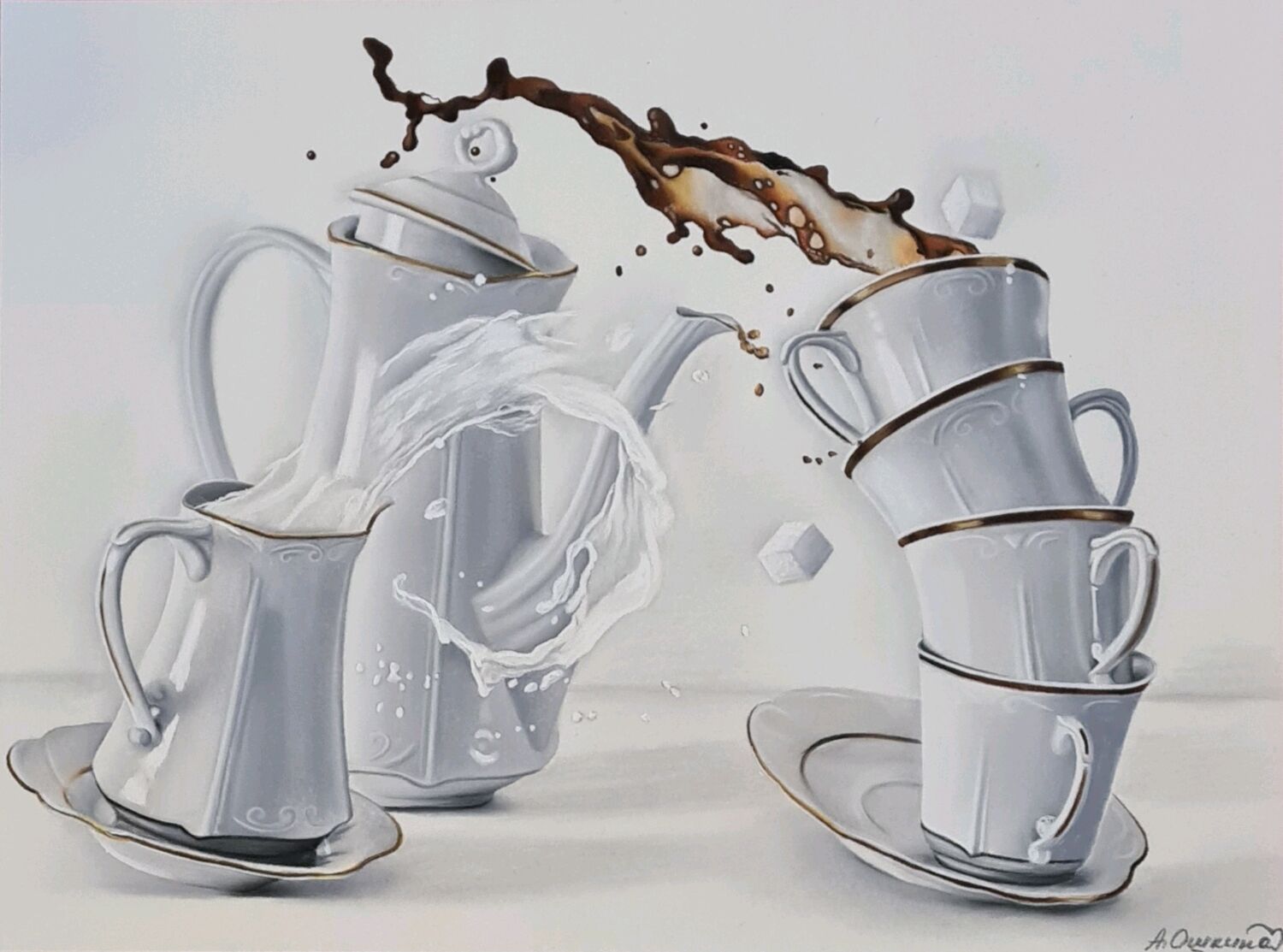 Картина пастелью Кофе с молоком в раме, Картины, Москва,  Фото №1
