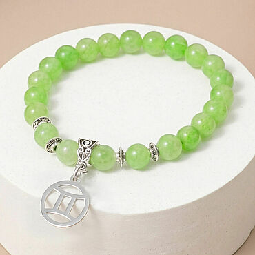 Украшения ручной работы. Ярмарка Мастеров - ручная работа Браслет для Близнецов из натурального камня Пренит. Handmade.