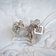 Серьги из белого золота 750 с бриллиантами принцесса. Серьги-пусеты. 8jewel. Интернет-магазин Ярмарка Мастеров.  Фото №2