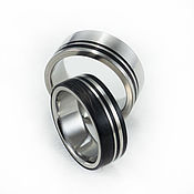 Украшения handmade. Livemaster - original item Titanium ring with carbon fiber. Handmade.