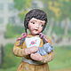 Author's handmade cotton toy ' Girl with a kitten', Christmas decorations, Orel,  Фото №1