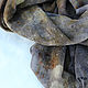 Шерстяной шарф, палантин экопринт, тауп, серо-коричневый. Палантины. Мария Хабарова. Шарфы, платки. Ярмарка Мастеров.  Фото №6