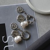 Украшения handmade. Livemaster - original item Transformer earrings with Baroque pearls, rhodium. Handmade.