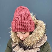 Аксессуары handmade. Livemaster - original item Warm winter knitted women`s hat made of 100% wool.. Handmade.