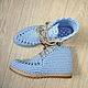 Knitted boots with lacing, blue cotton. Boots. florina34. My Livemaster. Фото №5