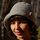 Crochet  Gray hat, golden rose brooch, cloche hat, women's hat, Hats1, Ekaterinburg,  Фото №1