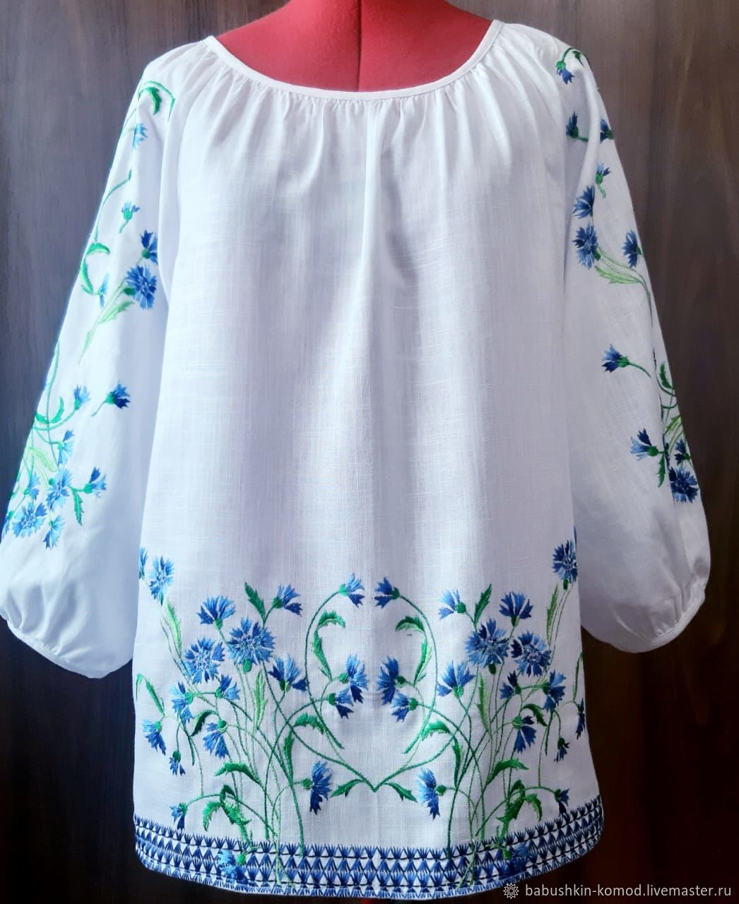 Women's embroidered blouse 'Cornflowers' ZHR3-232, Blouses, Temryuk,  Фото №1