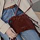 Кожаная сумка кисет бордовая. Сумка через плечо. AUGUST BAGS. Ярмарка Мастеров.  Фото №5