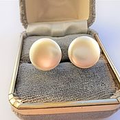 Винтаж handmade. Livemaster - original item Earrings vintage: Clips with pearl cabochons, Czech Republic. Handmade.