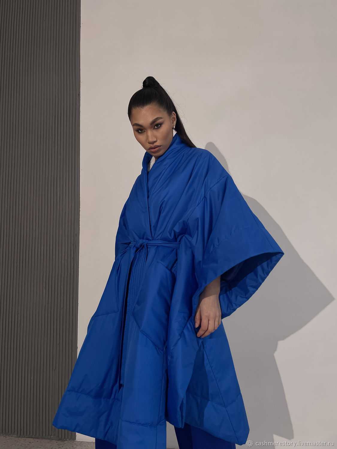 Insulated kimono coat VOUP 20108BU cornflower blue Outerwear Jackets Moscow