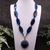 Украшения handmade. Livemaster - original item Necklace - Sautoire made of natural blue agate stones. Handmade.