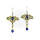 'Art Nouveau' earrings brass with lapis lazuli and pearls, Earrings, Moscow,  Фото №1
