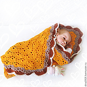 Работы для детей, handmade. Livemaster - original item Newborn gift: Warm blanket for discharge orange. Handmade.
