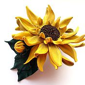 Украшения handmade. Livemaster - original item Hairpin - automatic leather Sunflower. Handmade.