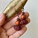 Earrings with palm seeds and wooden beads brown ethno boho, Earrings, St. Petersburg,  Фото №1