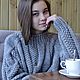 Order Loose women's jumper large knit sweater in gray. Kardigan sviter - женский вязаный свитер кардиган оверсайз. Livemaster. . Jumpers Фото №3