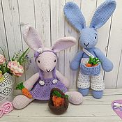 Куклы и игрушки handmade. Livemaster - original item Set of toys bunny boy and girl knitted. Handmade.