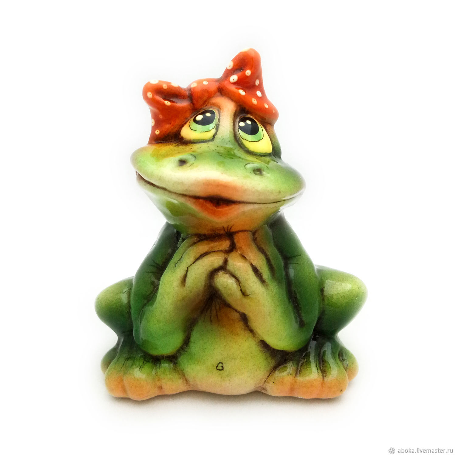 Ceramic figurine ' Frog with a bow', Figurine, Balashikha,  Фото №1