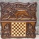 Backgammon carved 'lion King' Art. .051, Backgammon and checkers, Moscow,  Фото №1