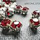 Siam/silver,  Шатоны ss12 (3мм), Preciosa , 10 шт, Кристаллы, Москва,  Фото №1