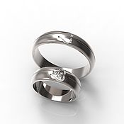 Свадебный салон handmade. Livemaster - original item Paired wedding rings with hearts, silver (Ob59). Handmade.