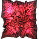 Order Red Silk Handkerchief 'Dance of Roses' silk satin 100%. Silk Batik Watercolor ..VikoBatik... Livemaster. . Shawls1 Фото №3