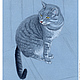 Картина Соседский Кот рисунок карандашом графика серый голубой, Картины, Москва,  Фото №1