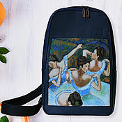 Сумки и аксессуары handmade. Livemaster - original item Leather blue sling  backpack Degas Blue Dancers. Handmade.