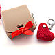 Keychain 5 cm Knitted heart red Jacquard. Fun. BarminaStudio (Marina)/Crochet (barmar). My Livemaster. Фото №4