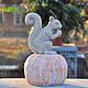 Squirrel with a nut on a pumpkin concrete figurine for home and garden, Figurines, Azov,  Фото №1