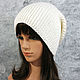 Beanie hat knitted Hooligan White. Caps. Space Cat Knitting. My Livemaster. Фото №4