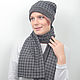 Set hat Snood or scarf gray-black crow's foot, Headwear Sets, Moscow,  Фото №1