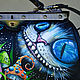 Alice in Wonderland Black leather doctor bag Painted Cheshire Cat art. Classic Bag. InGAartWork. Online shopping on My Livemaster.  Фото №2