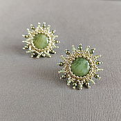 Украшения handmade. Livemaster - original item Green stud earrings with Vesuvianus, light green stud earrings star. Handmade.