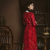"Bordeaux" dress of suede