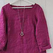 Одежда handmade. Livemaster - original item Cherry blouse with open edges made of 100% linen. Handmade.