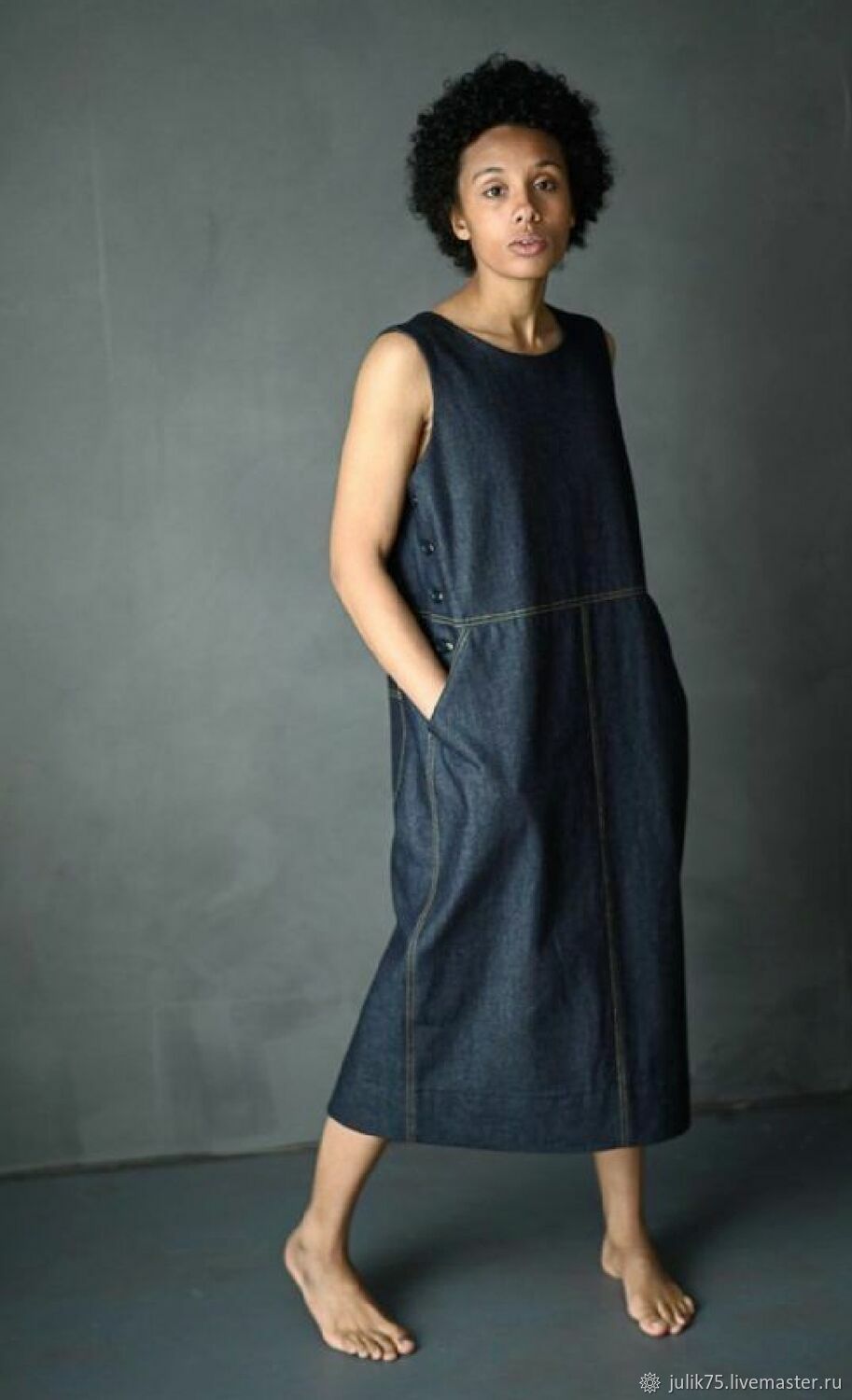 Джинсовый сарафан – заказать на Ярмарке Мастеров – QTKVYRU | Сарафаны